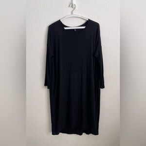 EILEEN FISHER Relaxed Silk Black Long Sleeve Shift Dress Women’s Size SP